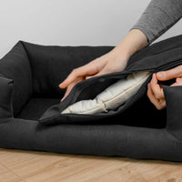 HEMP pet bed in natural black linen fabric filled organic HEMP Fiber - mat carpet - house for cats organic