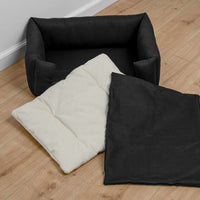 HEMP pet bed in natural black linen fabric filled organic HEMP Fiber - mat carpet - house for cats organic