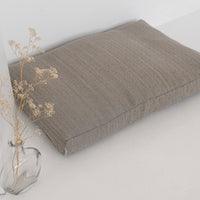 Geometric Hemp Linen Pet Mat Pad Mattress Cushion Removable Washable Linen Cover Organic Hemp Fiber Filler Natural Linen Fabric Padded Dog