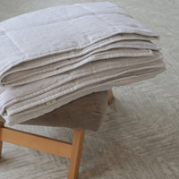 White Natural HEMP Linen blanket in squares- filler organic Hemp fiber in natural linen fabric customer sizes