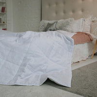 White Natural HEMP Linen blanket in squares- filler organic Hemp fiber in natural linen fabric customer sizes