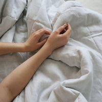 White Natural HEMP Linen blanket in squares- filler organic Hemp fiber in natural linen fabric customer sizes