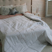 White Natural HEMP Linen blanket in squares- filler organic Hemp fiber in natural linen fabric customer sizes