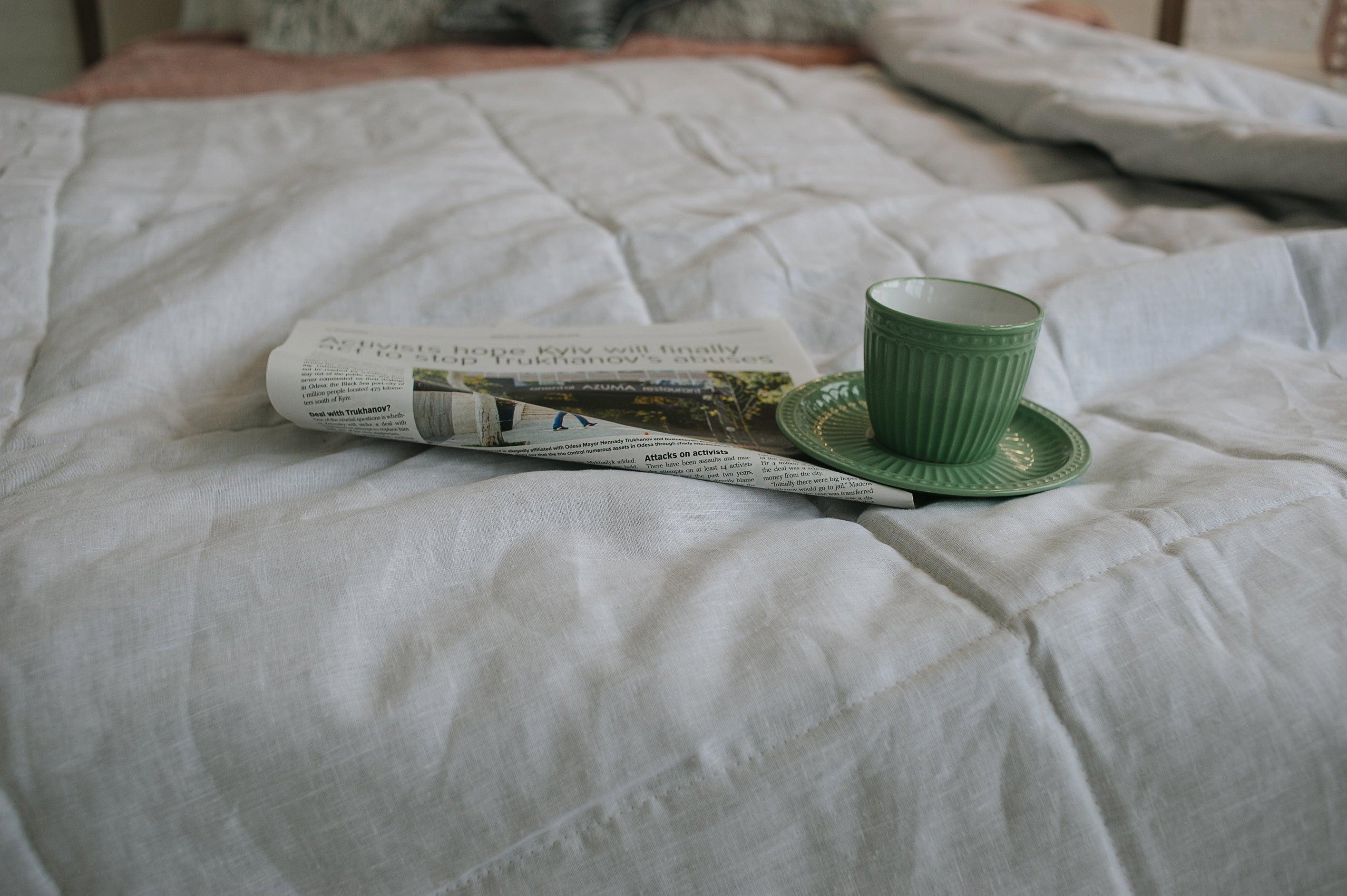 White Natural HEMP Linen blanket in squares- filler organic Hemp fiber in natural linen fabric customer sizes
