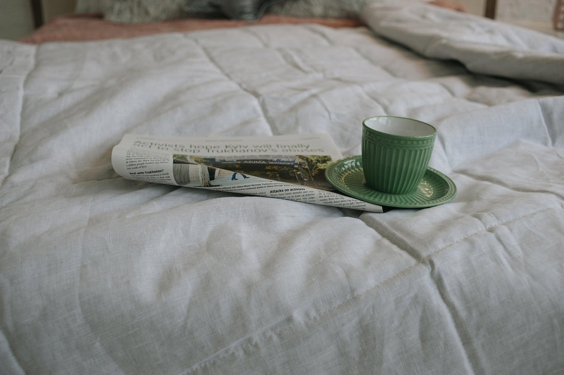 White Natural HEMP Linen blanket in squares- filler organic Hemp fiber in natural linen fabric customer sizes