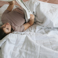 White Natural HEMP Linen blanket in squares- filler organic Hemp fiber in natural linen fabric customer sizes