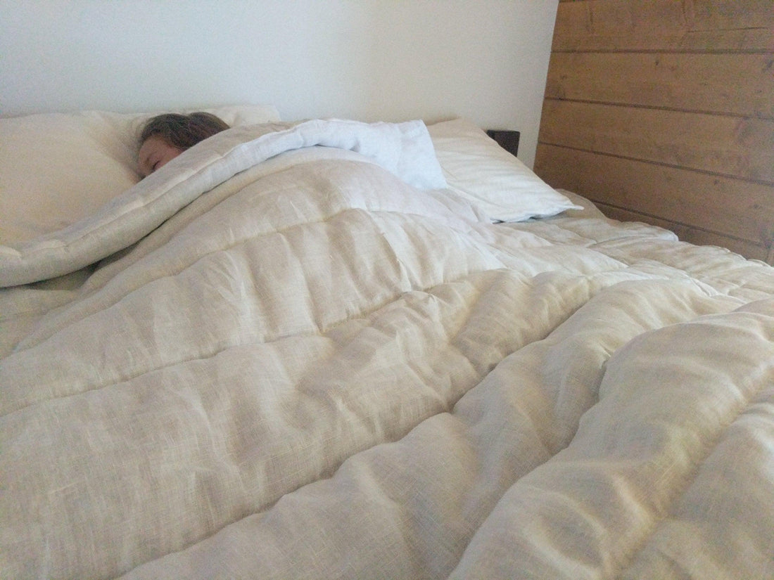 White Winter Organic HEMP + FLAX comforter blanket duvet - natural linen fabric with filler organic Hemp fiber