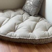 Hemp Reading nook cushion Hemp fiber in non-dyed linen fabric / Floor cushion /