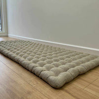 Natural linen floor topper filled organic buckwheat hulls filling yoga mat multi chamber futon in non-dyed Linen fabric