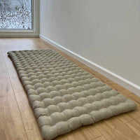 Natural linen floor topper filled organic buckwheat hulls filling yoga mat multi chamber futon in non-dyed Linen fabric