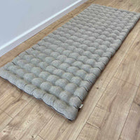 Natural linen floor topper filled organic buckwheat hulls filling yoga mat multi chamber futon in non-dyed Linen fabric