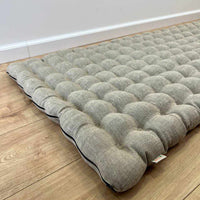 Natural linen floor topper filled organic buckwheat hulls filling yoga mat multi chamber futon in non-dyed Linen fabric