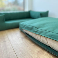 HEMP pet bed filled organic HEMP Fiber in natural linen fabric with a thick topper inside - mat carpet - house for cats dogs organic