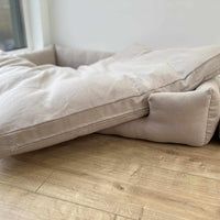 HEMP pet bed filled organic HEMP Fiber in natural linen fabric with a thick topper inside - mat carpet - house for cats dogs organic