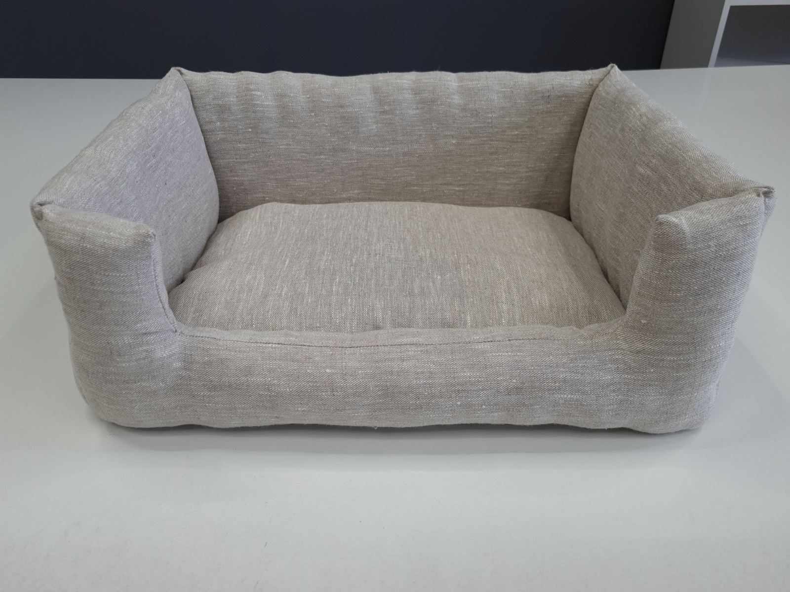 HEMP pet bed in natural non-dyed gray linen fabric filled organic HEMP Fiber - mat carpet - house for cats organic