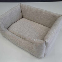 HEMP pet bed in natural non-dyed gray linen fabric filled organic HEMP Fiber - mat carpet - house for cats organic