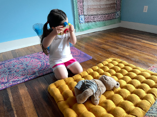 Kids Zabuton Mat Linen Floor Cushion with Buckwheat hulls 23