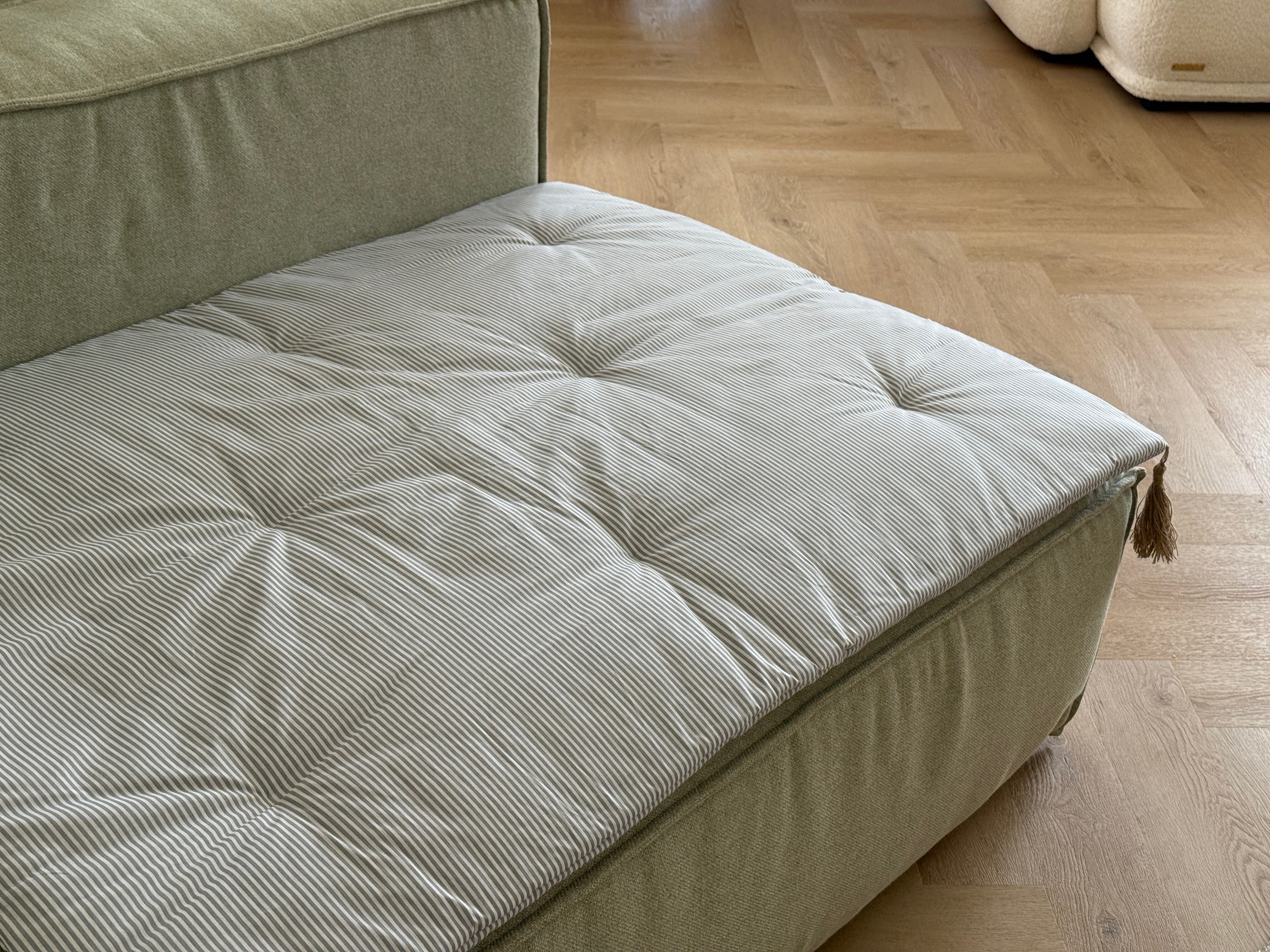 Natural Hemp filled Sofa Protector in cotton Stripe fabric for Dogs Cats Machine Washable Sofa & Couch Slipcovers Custom made sizes