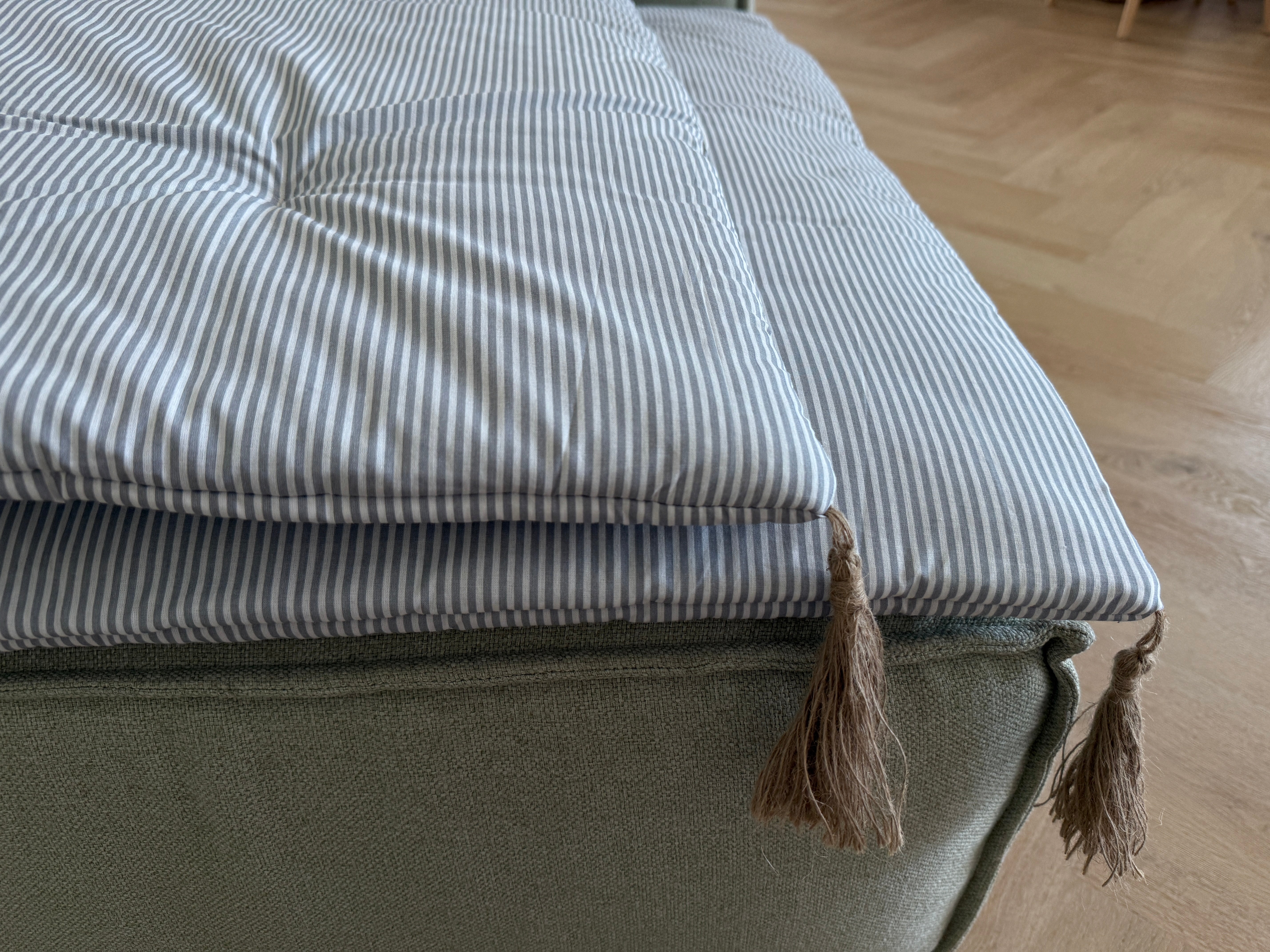 Natural Hemp filled Sofa Protector in cotton Stripe fabric for Dogs Cats Machine Washable Sofa & Couch Slipcovers Custom made sizes