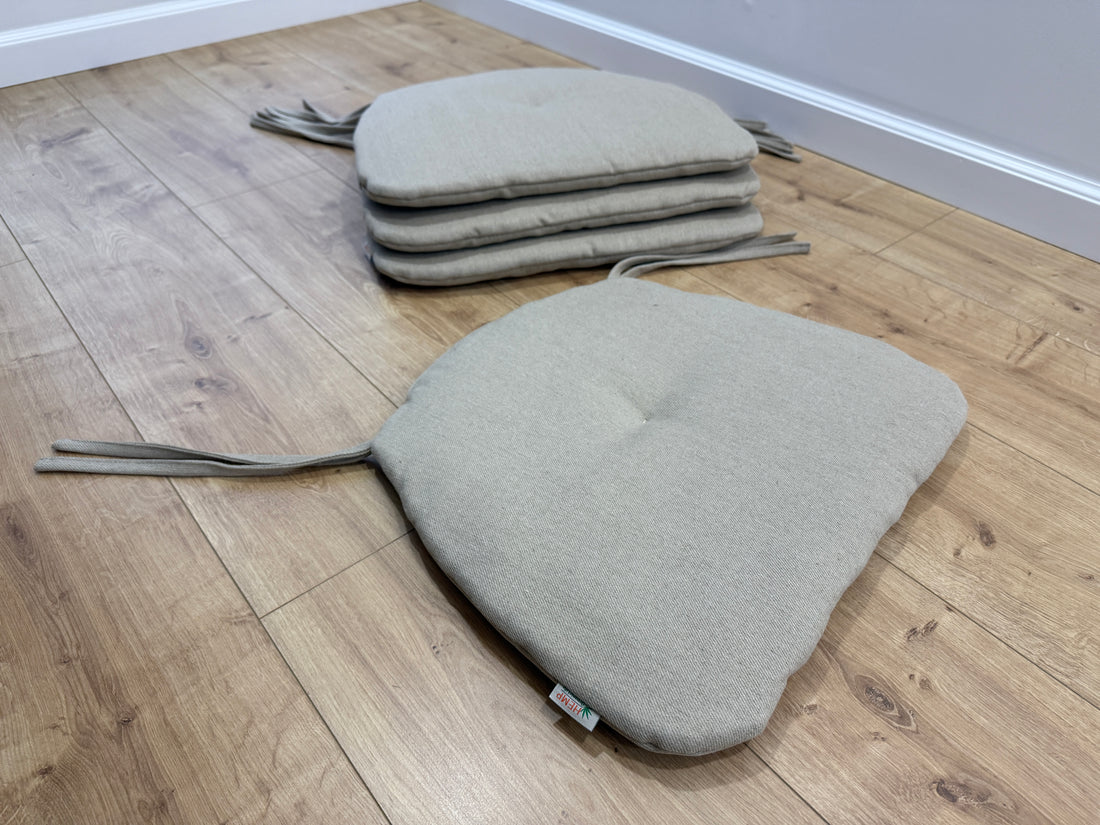 Hemp Linen seat cushion for chair with ties filled organic hemp fiber in natural non dyed linen fabric Chair Cushion Pillow seat custom size