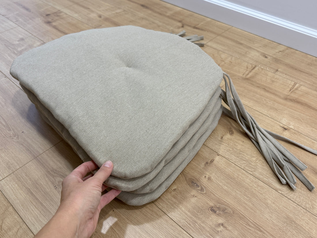 Hemp Linen seat cushion for chair with ties filled organic hemp fiber in natural non dyed linen fabric Chair Cushion Pillow seat custom size