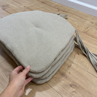 Hemp Linen seat cushion for chair with ties filled organic hemp fiber in natural non dyed linen fabric Chair Cushion Pillow seat custom size