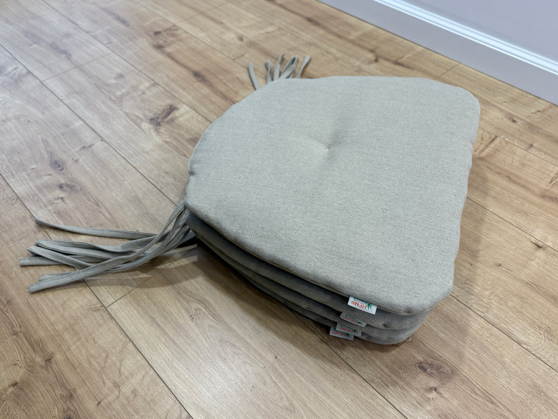 Hemp Linen seat cushion for chair with ties filled organic hemp fiber in natural non dyed linen fabric Chair Cushion Pillow seat custom size