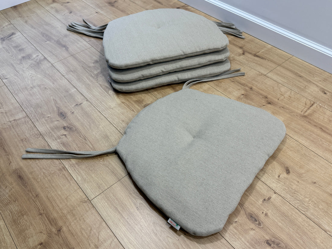Hemp Linen seat cushion for chair with ties filled organic hemp fiber in natural non dyed linen fabric Chair Cushion Pillow seat custom size