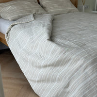 Organic Hemp Linen Quilt Blanket Hemp Fiber Fill, "Country stripes" quilted
