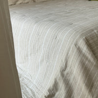 Organic Hemp Linen Quilt Blanket Hemp Fiber Fill, "Country stripes" quilted