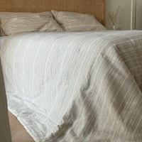 Organic Hemp Linen Quilt Blanket Hemp Fiber Fill, "Country stripes" quilted