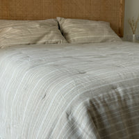 Organic Hemp Linen Quilt Blanket Hemp Fiber Fill, "Country stripes" quilted