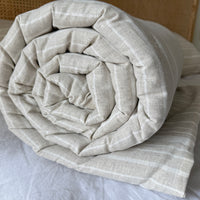 Organic Hemp Linen Quilt Blanket Hemp Fiber Fill, "Country stripes" quilted