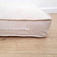 Hemp Custom made Window Mudroom Floor bench cushion with removable linen cover, with a lace, without stitches filled organic hemp fiber in natural non-dyed cotton fabric