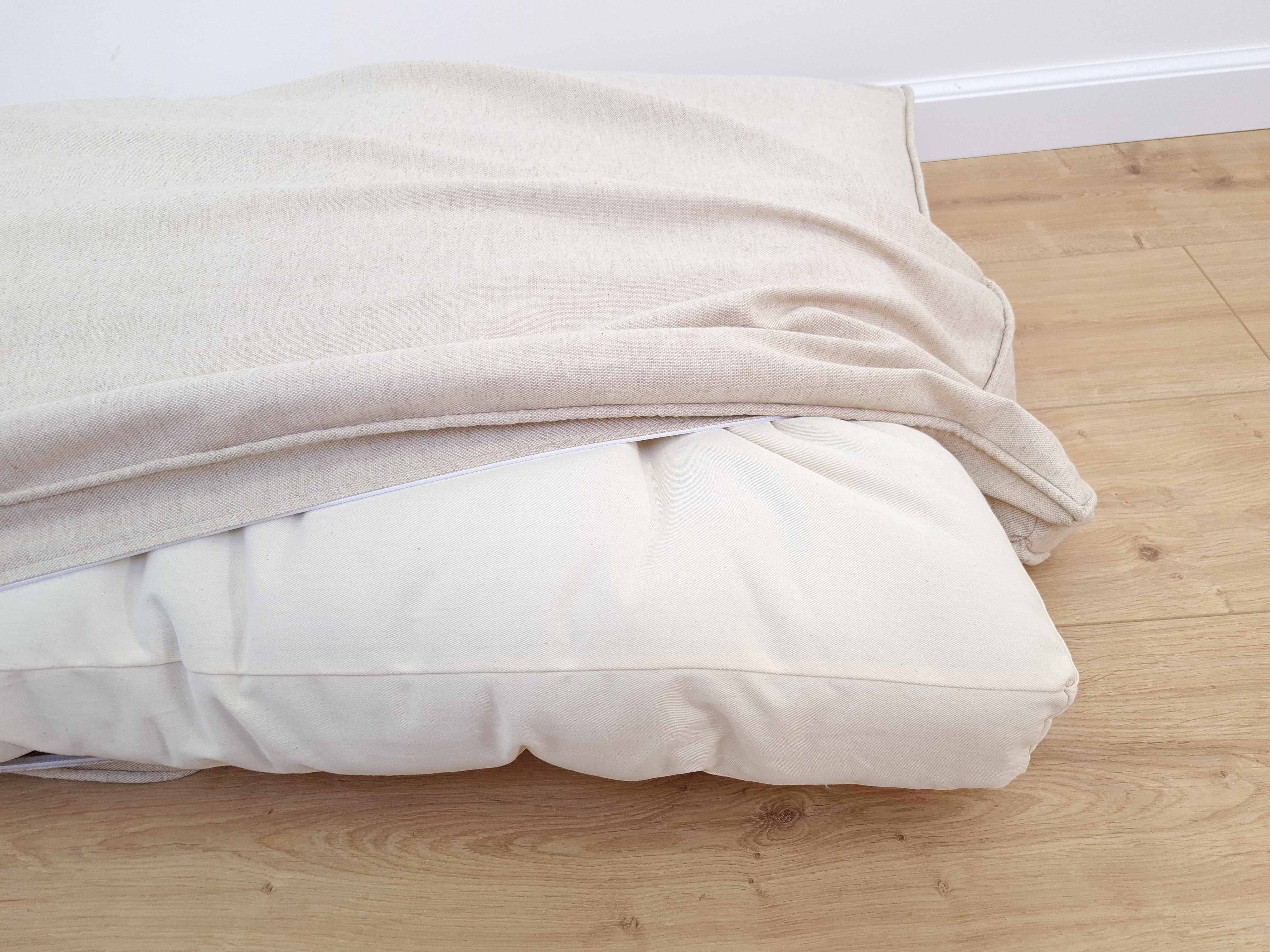 Special listing for R. three hemp cushions with covers in natural beige linen fabric