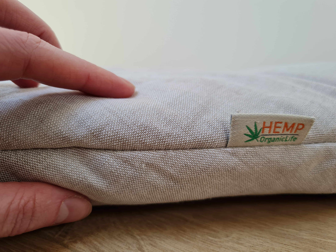 Hemp Linen 1" (2.5 cm) thick Round Play Mat Filled HEMP Fiber in non-dyed linen fabric baby crawling & play Mat Activity Tummy time mat