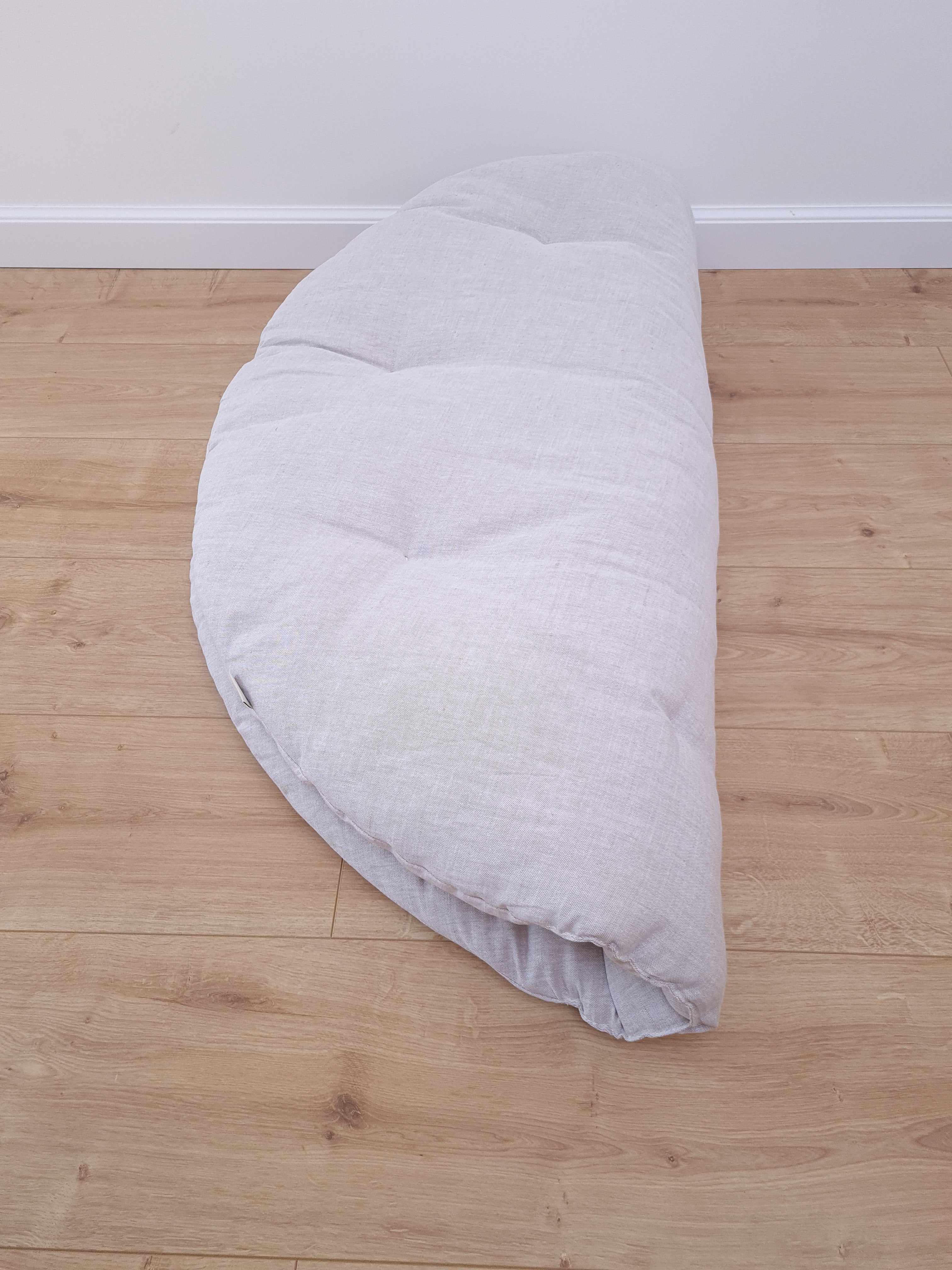 Hemp Linen 1" (2.5 cm) thick Round Play Mat Filled HEMP Fiber in non-dyed linen fabric baby crawling & play Mat Activity Tummy time mat