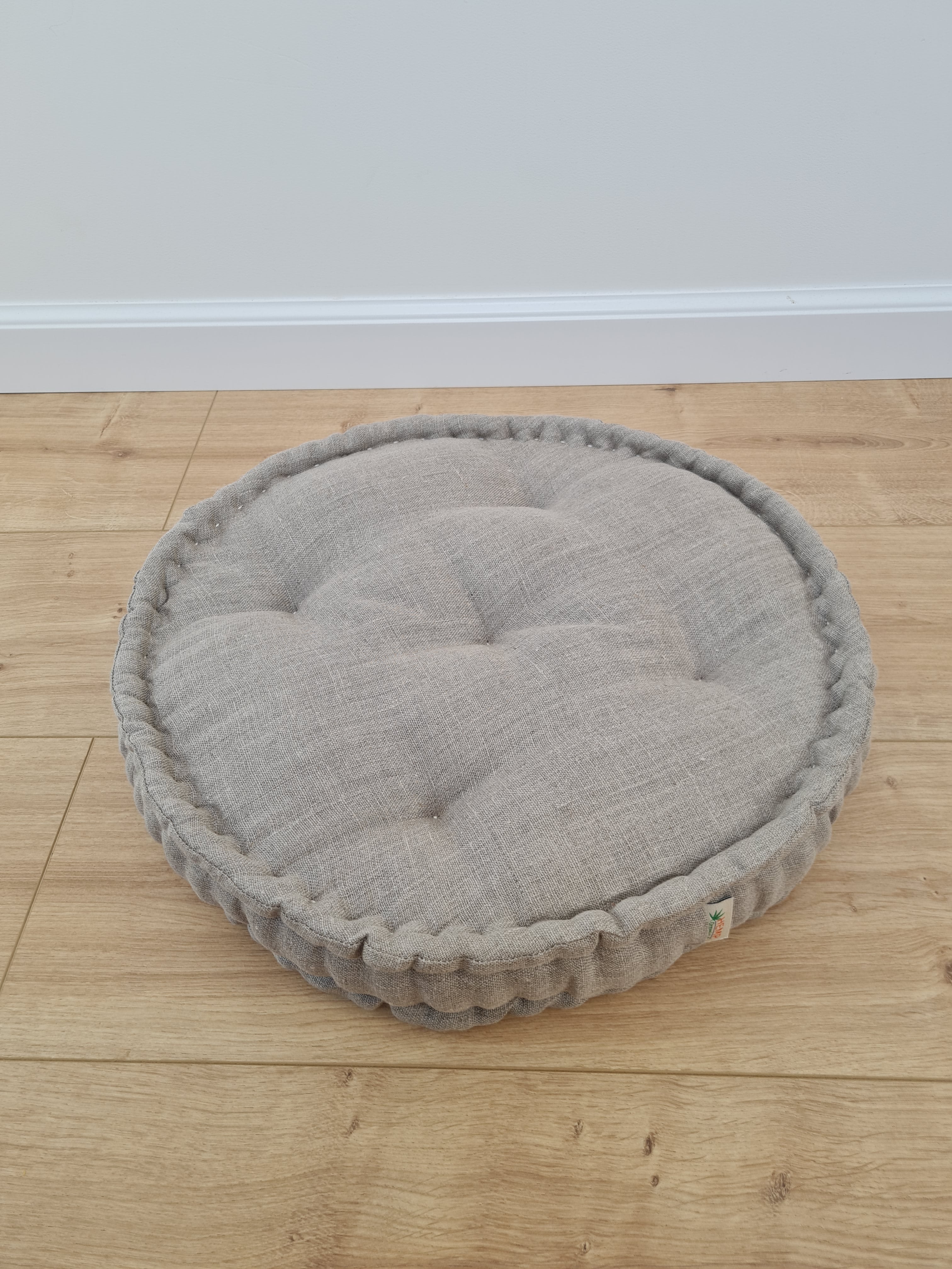 Round Hemp Cushion filled Hemp Fiber in natural Linen fabric organic Floor Chair cushion Meditation pillow custom made size