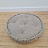 Round Hemp Cushion filled Hemp Fiber in natural Linen fabric organic Floor Chair cushion Meditation pillow custom made size