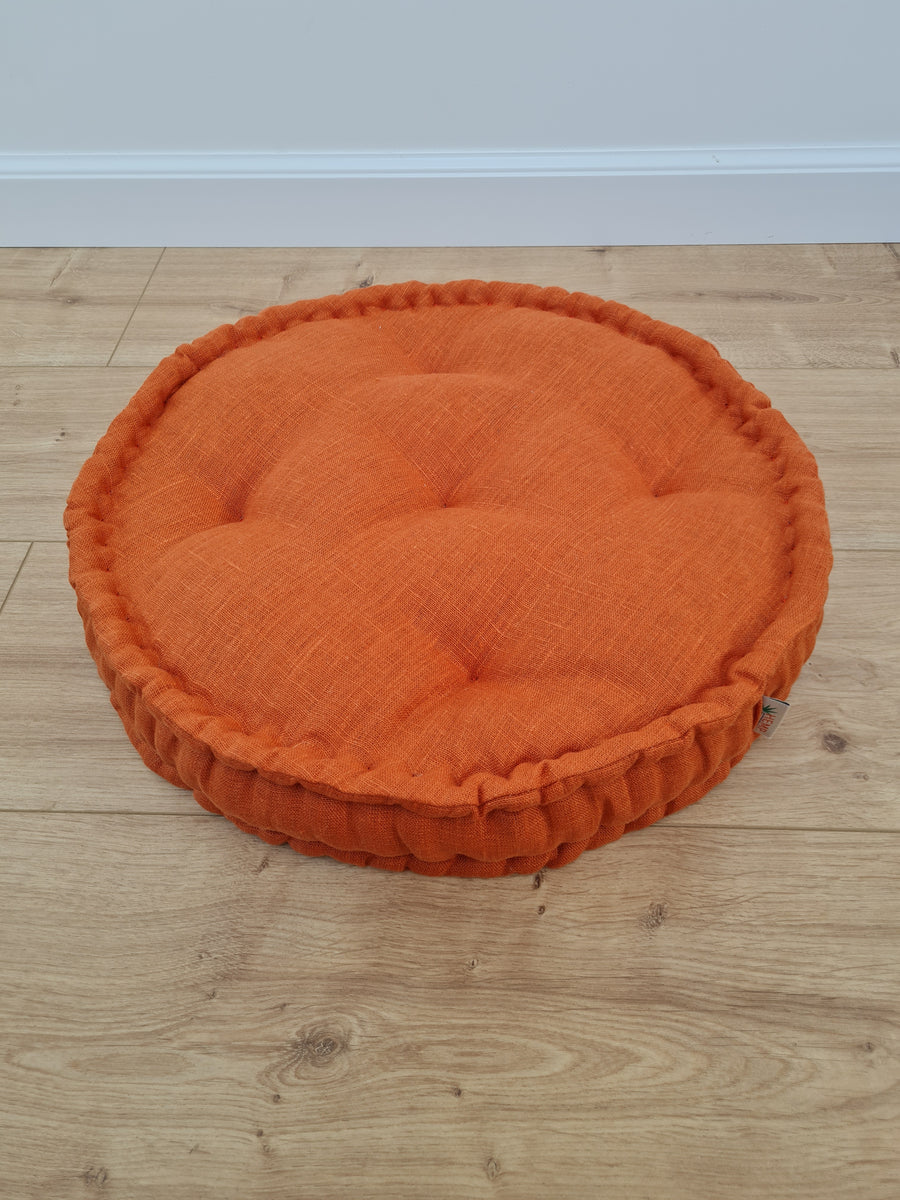 Round Hemp Cushion filled Hemp Fiber in natural Linen fabric organic Floor Chair cushion Meditation pillow custom made size