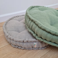 Round Hemp Cushion filled Hemp Fiber in natural Linen fabric organic Floor Chair cushion Meditation pillow custom made size