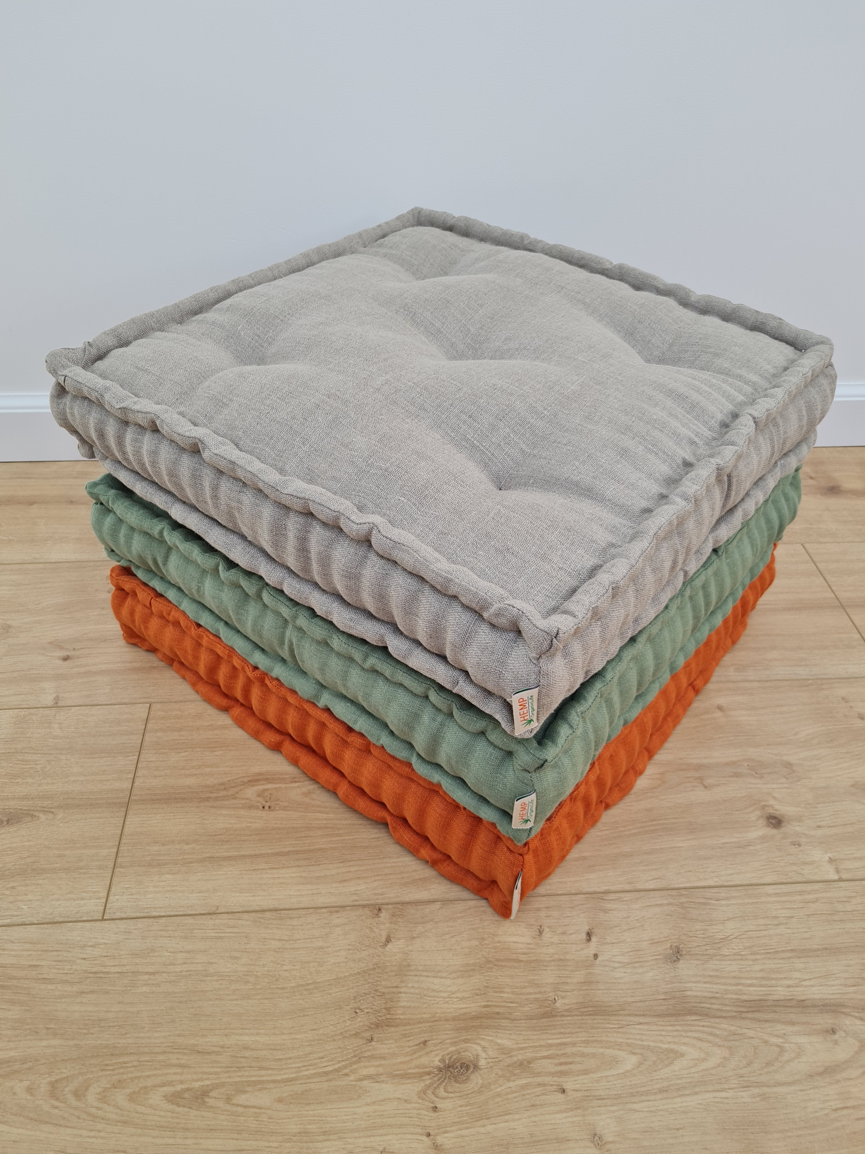 Hemp Linen Floor Cushion fileld organic Hemp Fiber in Natural Linen fabric / floor pillow Pillow seat/Meditation Yoga