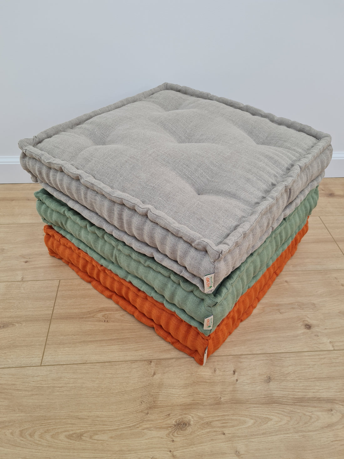 Hemp Linen Floor Cushion fileld organic Hemp Fiber in Natural Linen fabric / floor pillow Pillow seat/Meditation Yoga