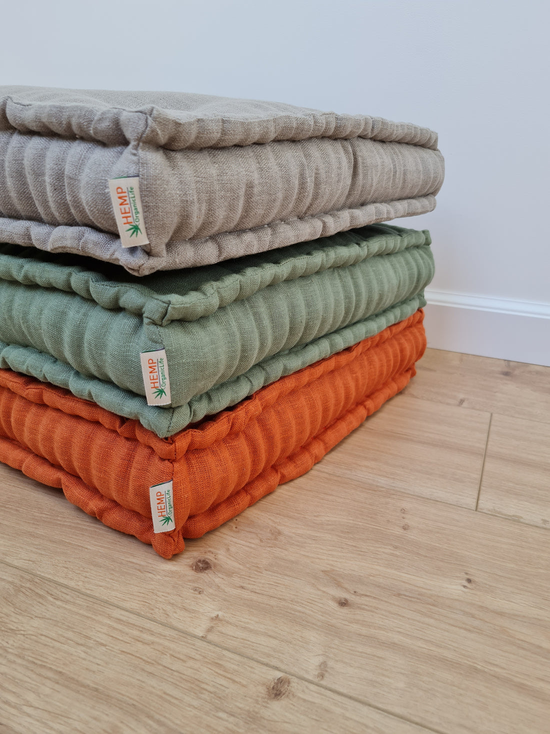 Hemp Linen Floor Cushion fileld organic Hemp Fiber in Natural Linen fabric / floor pillow Pillow seat/Meditation Yoga