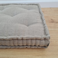 Hemp Linen Floor Cushion fileld organic Hemp Fiber in Natural Linen fabric / floor pillow Pillow seat/Meditation Yoga
