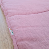 Kindergarten Hemp Linen Sleeping Bag with Pillow School Nap Mat Kids Organic Hemp Fiber Filling in coral pink Linen Fabric hand made