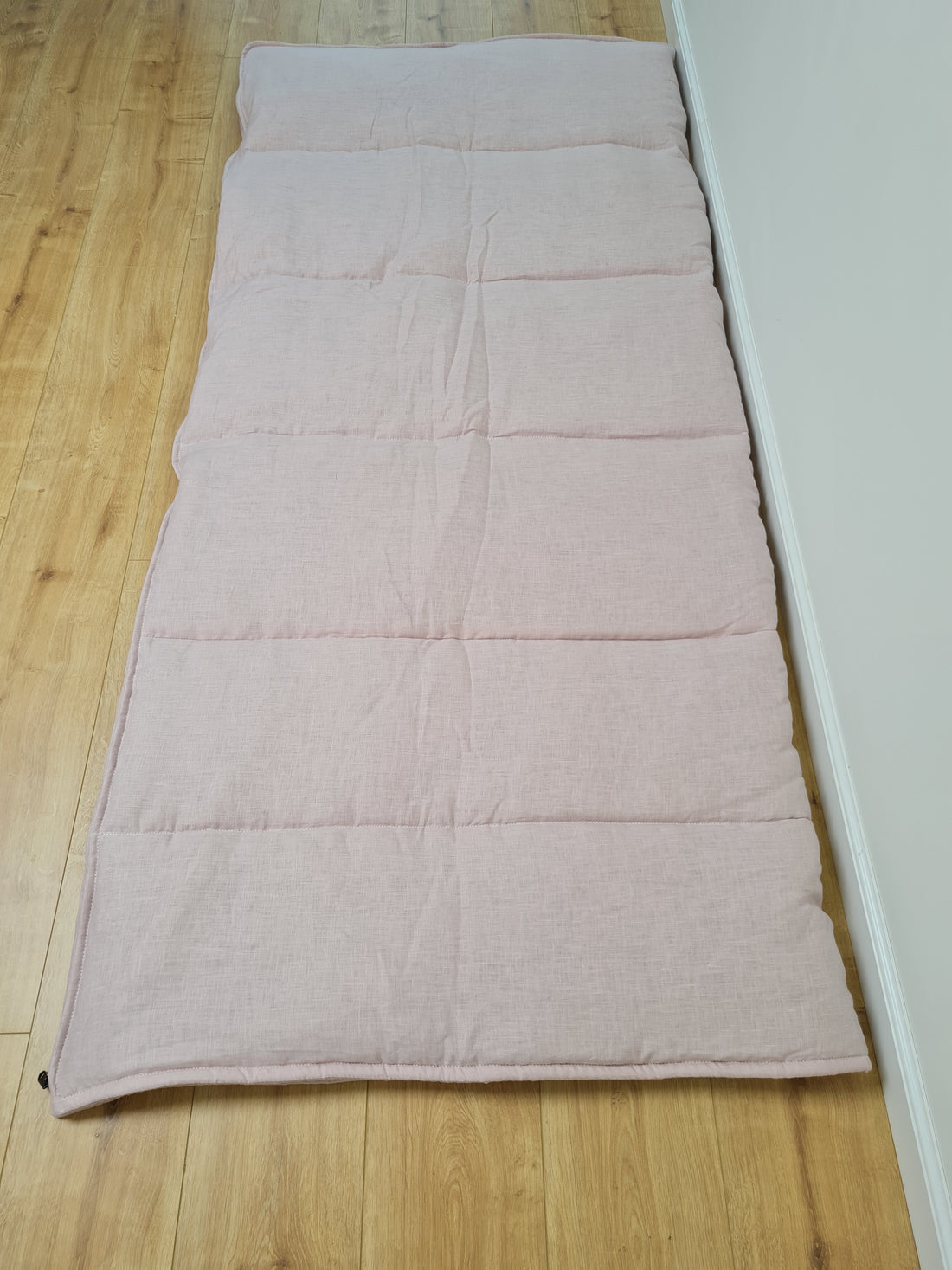 Thick HEMP Sleeping bag in washed ashen pink linen fabric- organic hemp fiber filling + linen fabric - blanket quilt, hand made