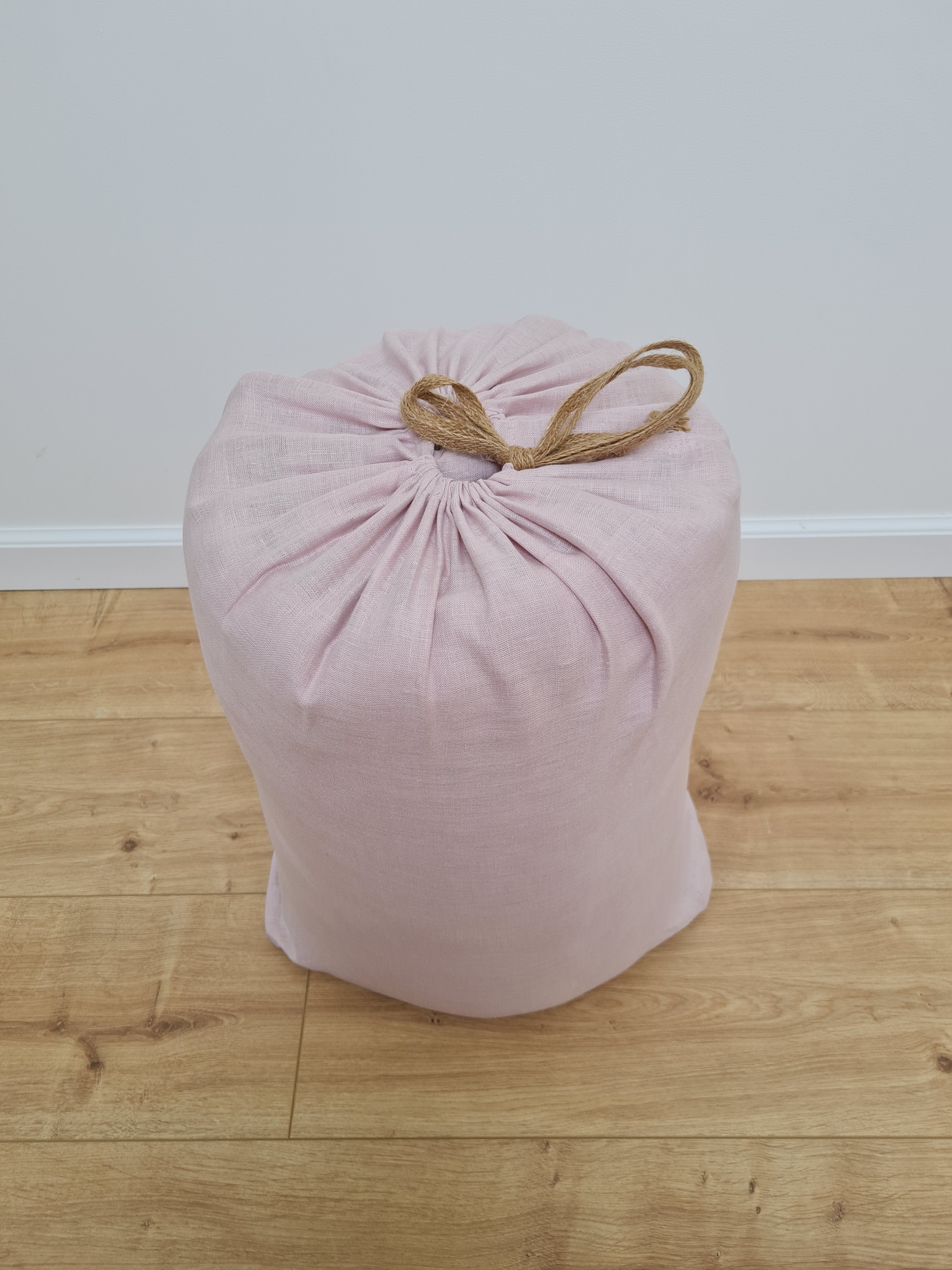 Thick HEMP Sleeping bag in washed ashen pink linen fabric- organic hemp fiber filling + linen fabric - blanket quilt, hand made