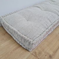 Hemp Custom madeWindow Mudroom Floor bench cushion filled organic hemp fiber in natural non-dyed light gray linen fabric all natural pillow