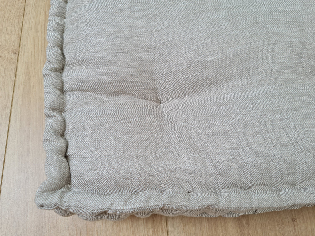 Hemp Custom madeWindow Mudroom Floor bench cushion filled organic hemp fiber in natural non-dyed linen fabric unique all natural pillow